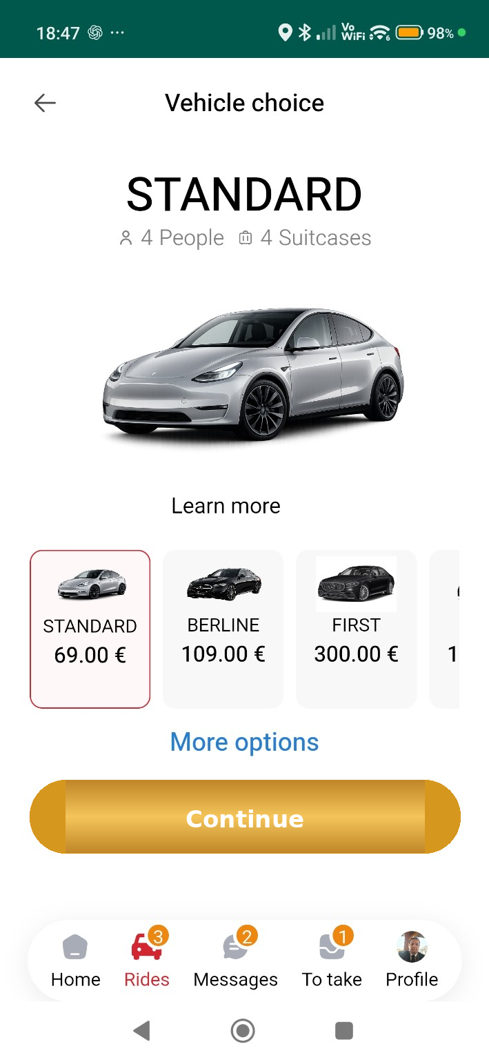 Application Chauffeurs Service pour réserver un chauffeur privé VTC à Paris