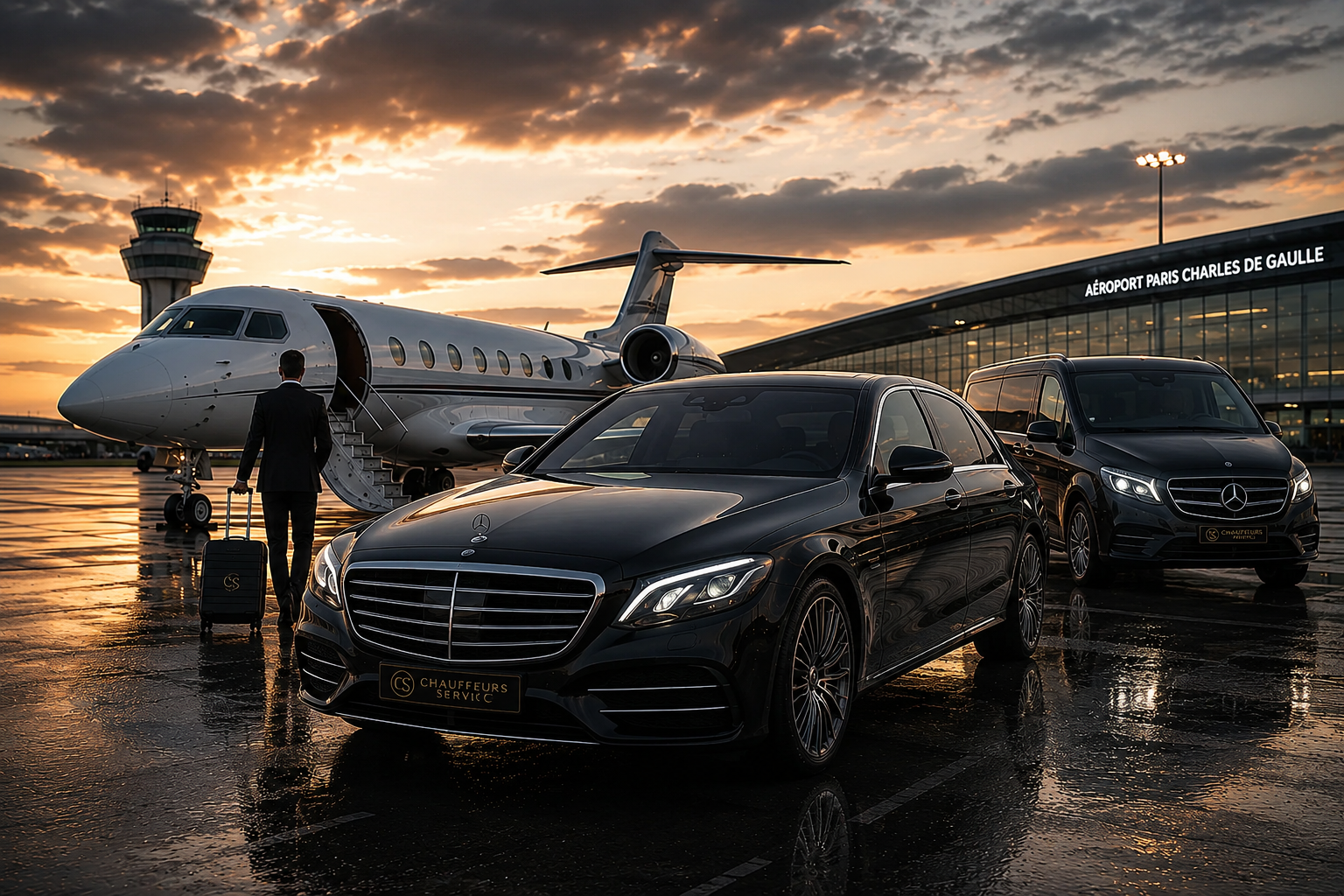 Paris airport transfer with Chauffeurs Service private chauffeur