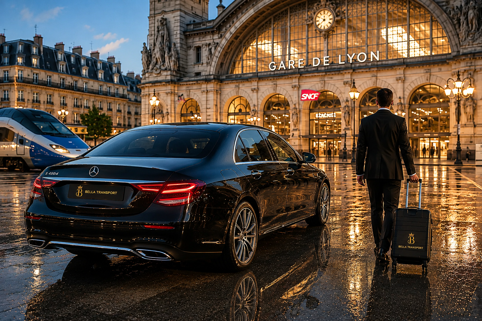 Paris train station transfer with Chauffeurs Service private chauffeur